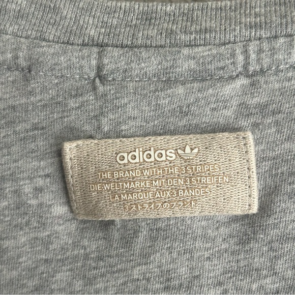 Adidas Originals Gray 100% cotton Boyfriend Rollup Trefoil Short Sleeve Tee - Picture 5 of 8